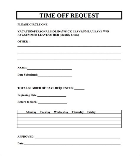 Free 23 Sample Time Off Request Forms In Pdf Ms Word