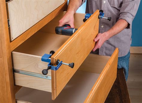 It's common to have your kitchen drawer stuck from utensils jammed in the ceiling of the drawer box. New Rockler Clamps Make Precise Installation of Cabinet ...