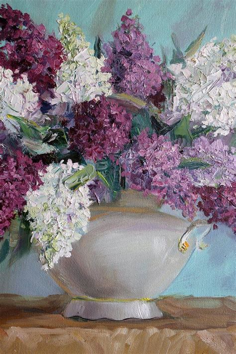 Bouquet Lilac White Lilac Painting Original Oil Painting White Etsy