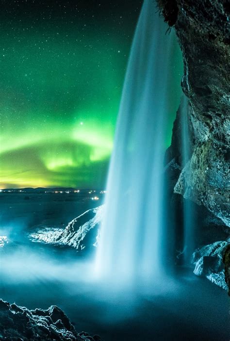 Northern Lights Was Seen Over Seljalandsfoss Iceland Seljalandsfoss