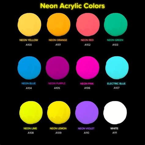 Neon Acrylic Pouring Paint 12 Colors Gencrafts