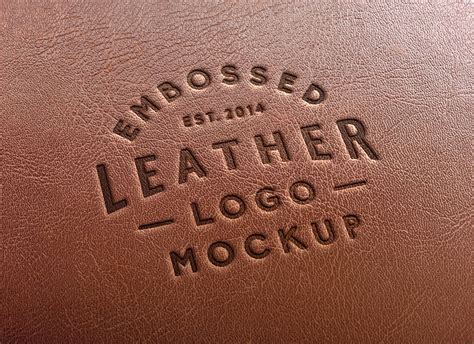 leather stamping logo mockup  graphicburger