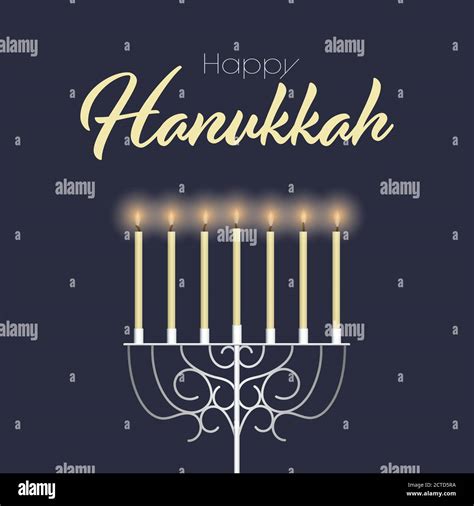 Jewish Holiday Menorah With Bleu Background Jewish Holiday Hanukkah Vector Illustration Stock