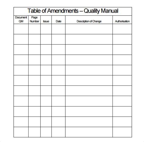 Quality Manual Template Free Printable Templates