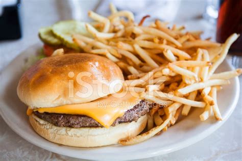 Cheese Burger With French Fries Stock Photo Royalty Free Freeimages