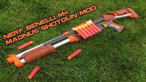 NERF BENELLI M4 SHOTGUN MOD Wooden MEGA Magnus Mod Walcom S7 YouTube