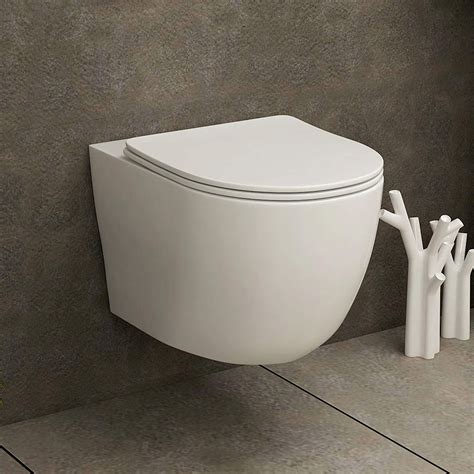 Modern 360mm Bathroom Short Projection Rimless Wall Hung Toilet With