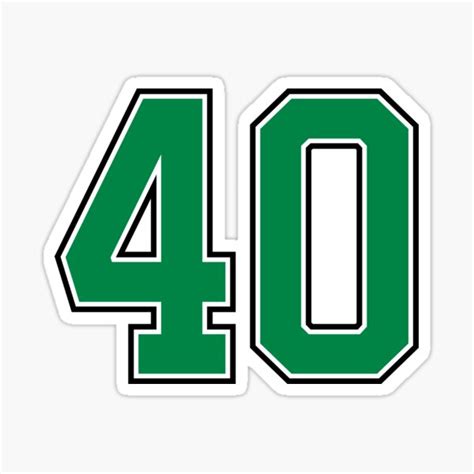 40 Number Green Lucky Sports Forty Sticker By Artisparty Redbubble