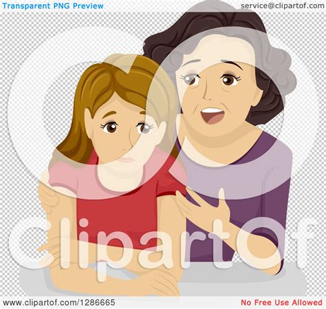 Clipart Of A Caring Mother Trying To Give Her Teenage Daughter Advice