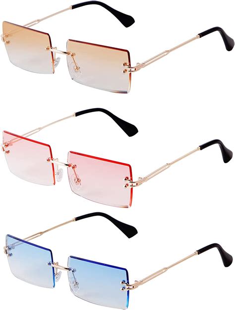 buy sorvino rectangle sunglasses for women fashion square rimless candy color trendy glasses