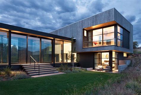 Contemporary Hillside House Connected To Its Surroundings In Colorado Hillside House Facade