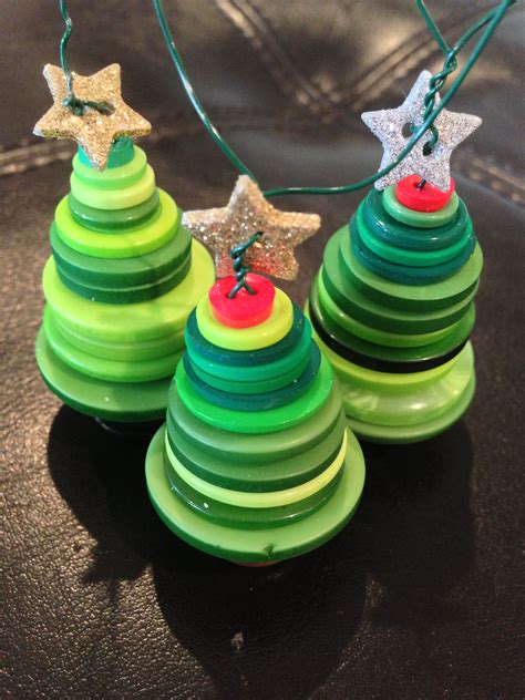 Button Christmas Trees Ornaments Easy To Make Buttons And Twine Cbm