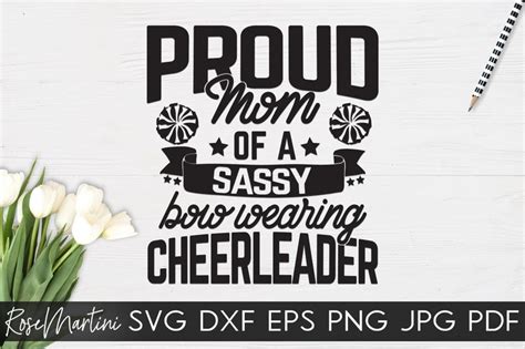 Proud Mom Of A Sassy Bow Wearing Cheerleader Svg Cut Files Etsy