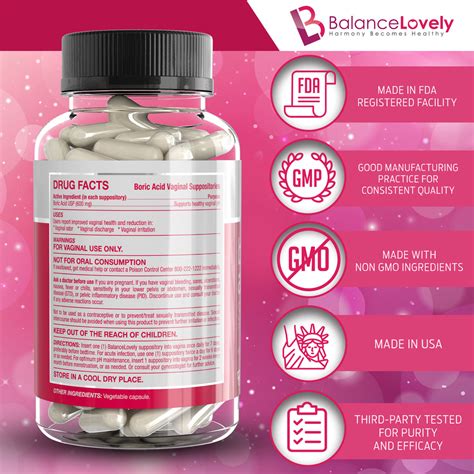 boric acid suppositories for bv yeast infections 30 vegan capsules 600 mg balancelovely™