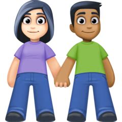 Woman And Man Holding Hands Light Skin Tone Medium Dark Skin Tone Emoji