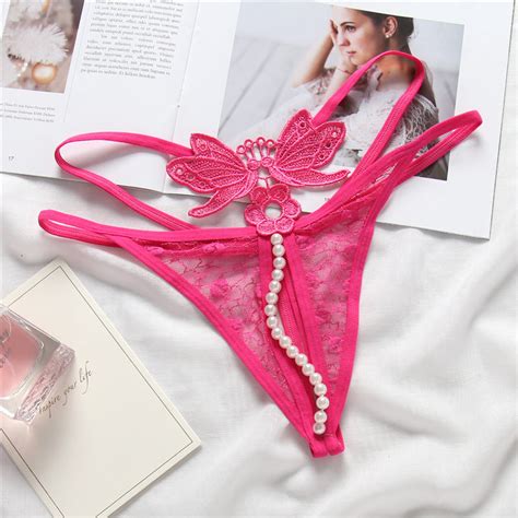 Pearl String And Butterfly Embroidery Thongs Theone Apparel