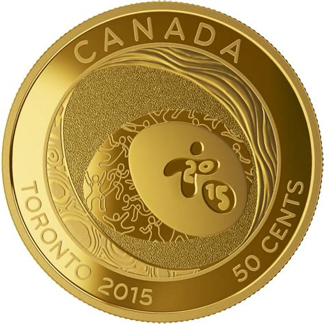 2015 50 Cent Gold Plated Coin Toronto 2015 Pan Amparapan Am Games