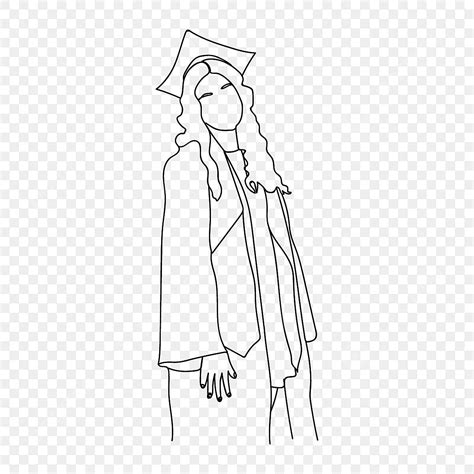 Continuous Abstract Line Drawing Of Standing Graduate Female Student