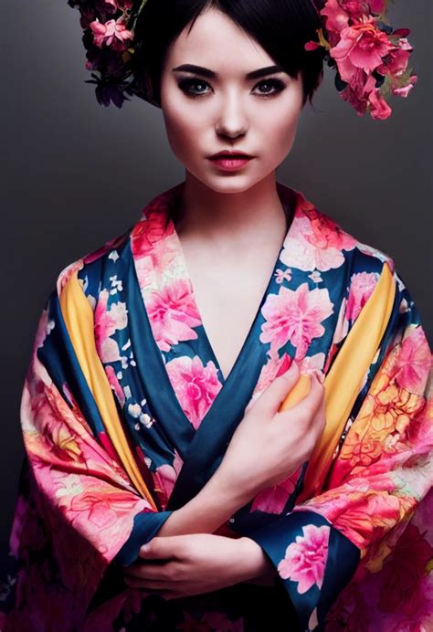 Beautiful Woman In Revealing Kimono Midjourney Openart