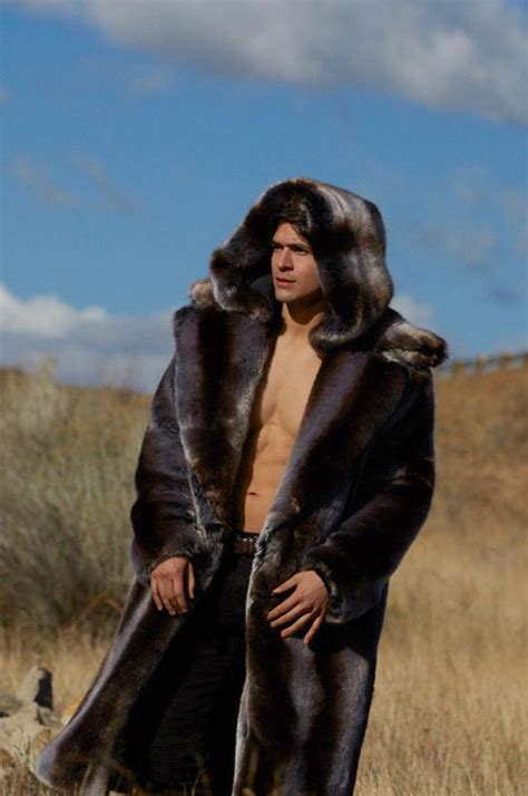 Men S Faux Fur Chinchilla Tissavel Luxury Fur Coat In Etsy Fur Coat