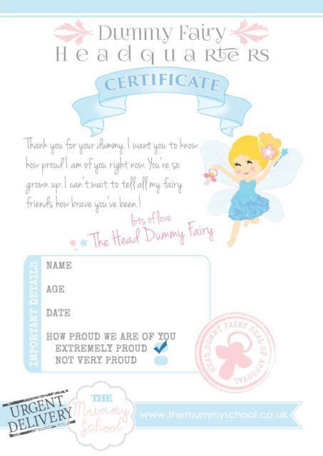 dummy fairy certificate print   downloadable