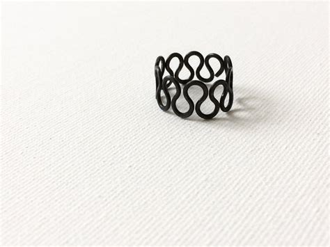 Minimalist Ring Black Iron Ring Delicate Matte Minimal Etsy