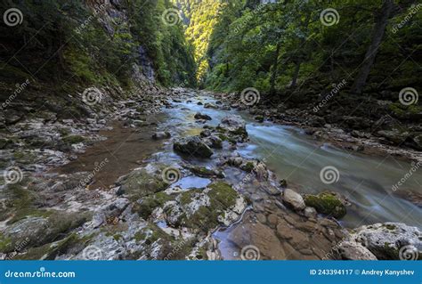 Mountain River In The Guam Gorge Republic Of Adygea Russia Stock