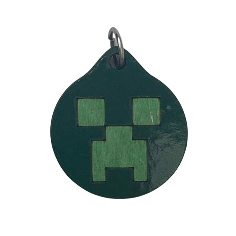 Minecraft Creeper Wood Necklace Colored Pendant Or Key Ring