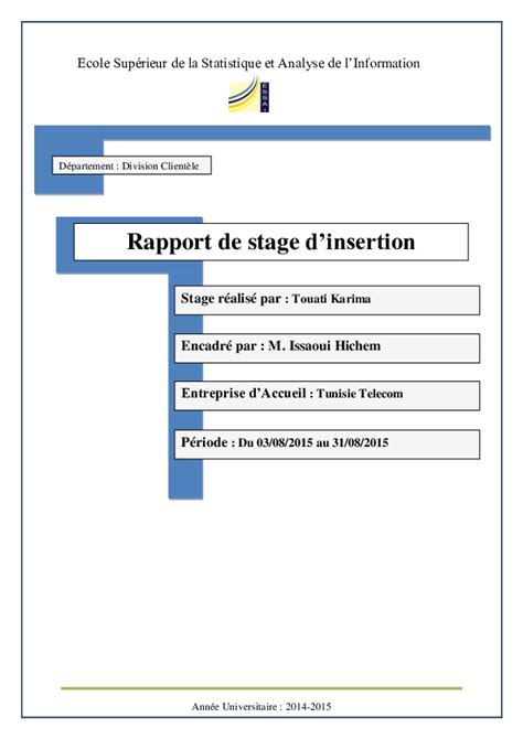 Exemple De Rapport De Stage Dans Steg