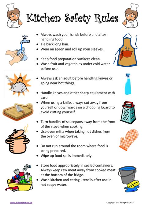 Never use or turn on a machine or any piece of equipment without the teacher being present. Cooking-Safety-Rules.png 675×954 pixels | Kitchen safety ...
