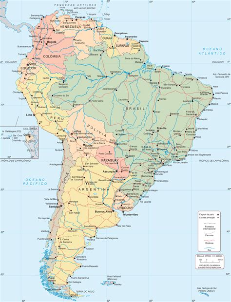 Mapa America Do Sul Con Torno