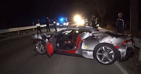 Ferrari Sf90 Stradale Prototype In Full Camo Destroyed In Crash And