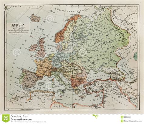 Vintage Map Of Europe At The End Of 19th Century Royalty
