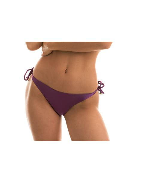 Accessorized Iridescent Purple Brazilian Bikini Bottom Bottom Viena Invisible Brand Rio De Sol