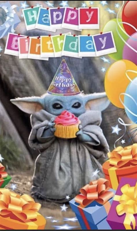 Cool star wars birthday cards to edit and print for those die hard starwars fans! Baby yoda bday in 2020 | Yoda happy birthday, Star wars ...