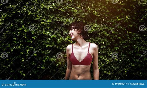 refresh hot day in summer with outdoor shower of asian woman stock image image of hygiene