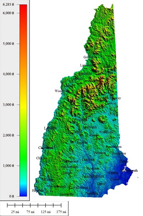 Topographic Map Of New Hampshire Map