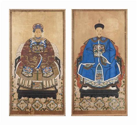 Two Chinese Ancestor Paintings Of A Court Lady And Gentleman 20th Century Christies