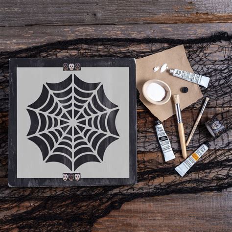 Spider Web Stencil Reusable Diy Craft Stencils Of A Spider Etsy