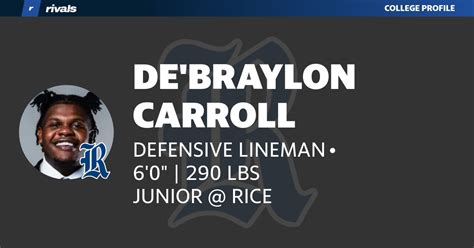 De Braylon Carroll Junior Defensive Lineman Rice