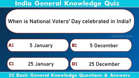 India Gk Quiz 25 Basic General Knowledge Questions And Answers India