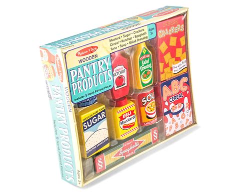 Melissa And Doug Wooden 9 Piece Pantry Products Set Wooden Pantry