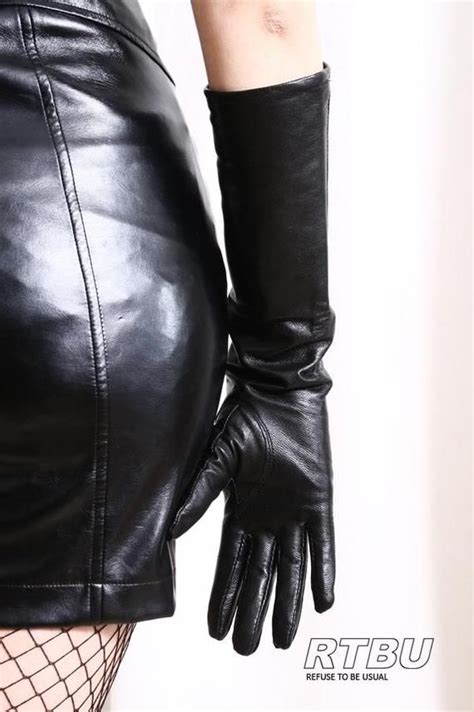 Cm Below Elbow Genuine Leather Runway Fashion Eveining Etsy Black