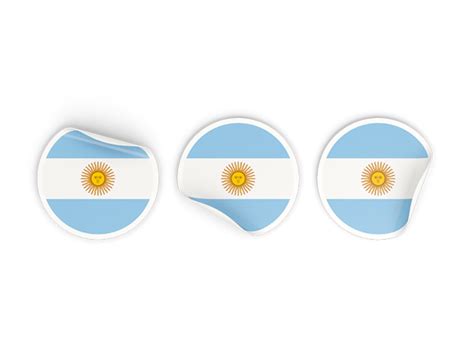 three round labels illustration of flag of argentina