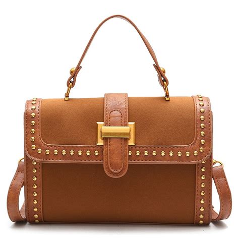MS HEDY new solid women messenger bags small rivet handbag ladies flap