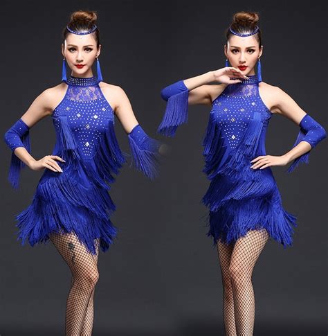 Buy Dancewear Sexy Salsa Paillettes New Latin Dance Dress Fringe Dresses Women