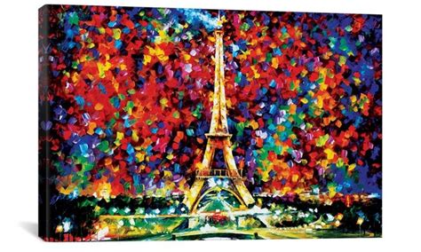 Leonid Afremov Gallery Wrapped Canvas Wall Art Eiffel Tower Painting