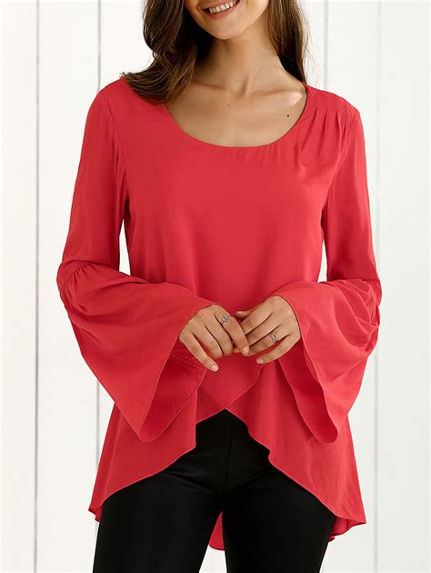 32 Off Flare Sleeve Overlay Blouse Rosegal