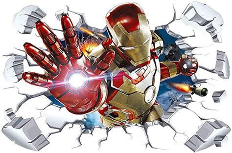 90x60cm Superhero Wall Stickers 3d Iron Man Wall Decal Buy Online