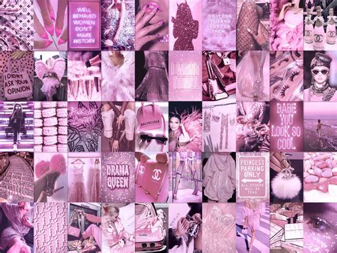 Printed Boujee Pink Aesthetic Photo Collage Kit Room Decor Etsy